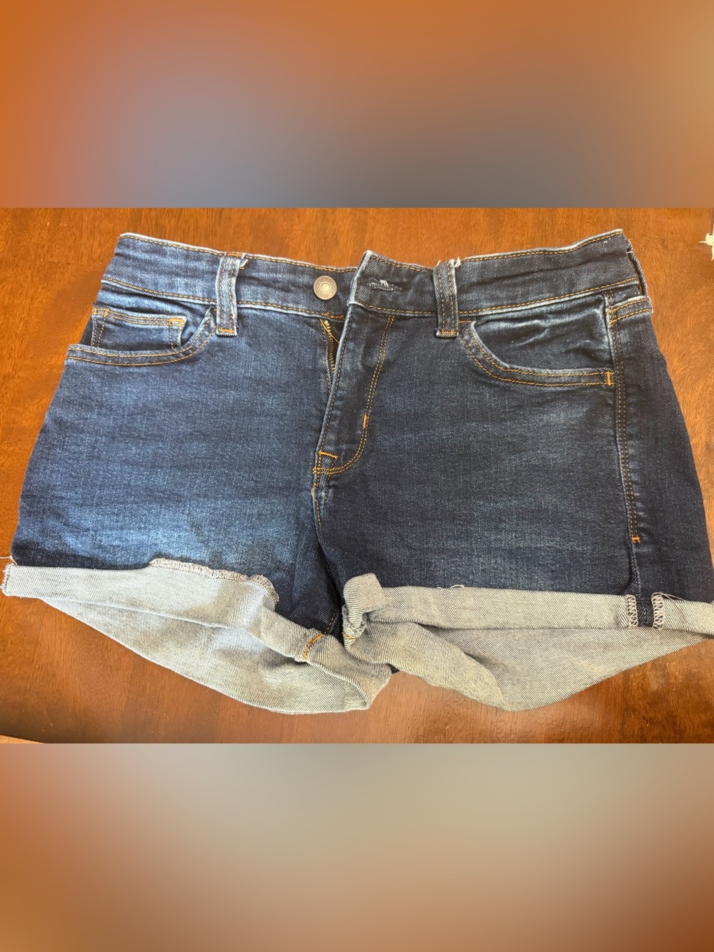 Arizona Jean Company Dark midrise Blue Cuffed Denim Shorts
